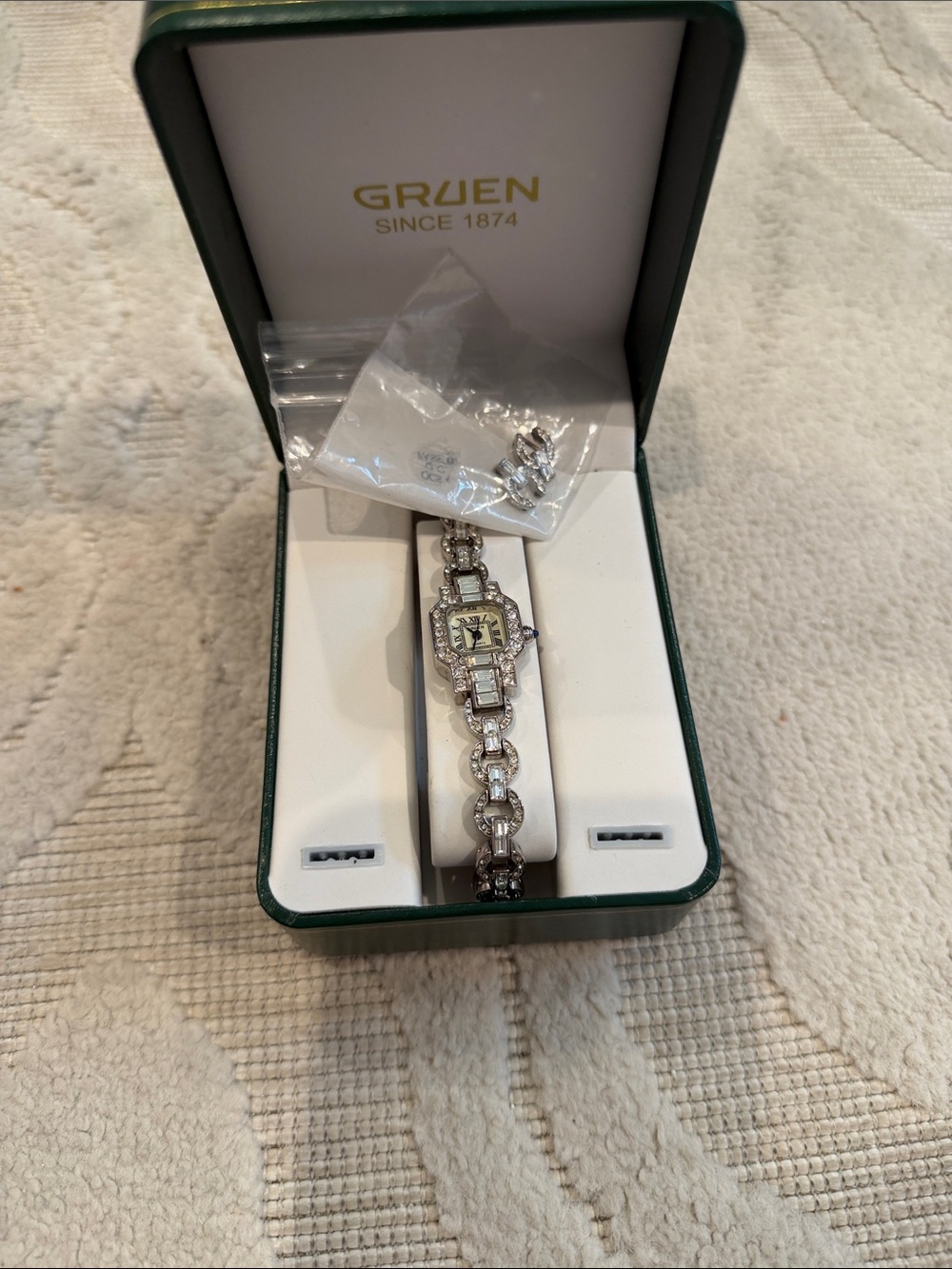 Gruen Women's Silver-Tone Crystal Bracelet Watch - Elegant Dress Watch